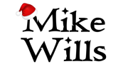 Mike Wills Logo with Santa hat hanging on M