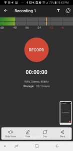 Click Record to Record from the Phone's Mic
